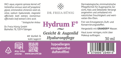 Anti-Aging Hydrum F® Gesicht & Augenlid Hyaluronpflege 30ml Vakuumspender